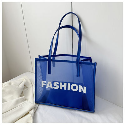 Saco de compras ecológico personalizado Desenho personalizado com logotipo Saco de praia reutilizável de malha de nylon