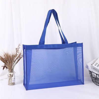 Saco de praia de poliéster de nylon reutilizável Saco de compras Saco de toque de malha com cor personalizada