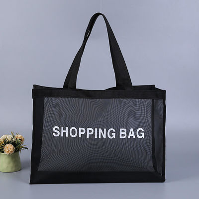 Saco de praia de poliéster de nylon reutilizável Saco de compras Saco de toque de malha com cor personalizada