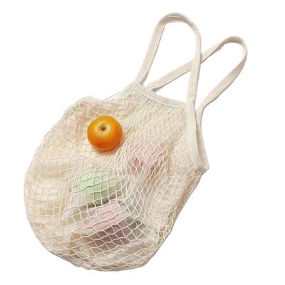 Logotipo personalizado Eco Organic Cotton Mesh Net Saco de compras reutilizável para alimentos de frutas e vegetais