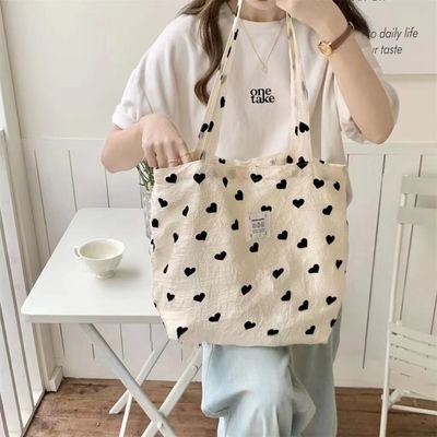 Saco de algodão bordado personalizado para mulheres Saco de Shopping de tamanho médio