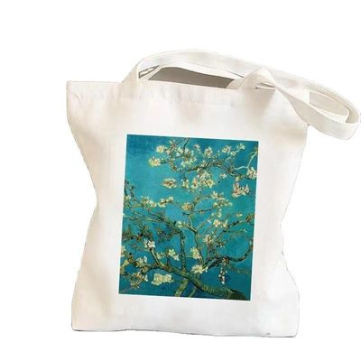 Cartoon Pattern Reusable Canvas Cotton Shopping Tote Bag com Logotipo Personalizado Eco Friendly