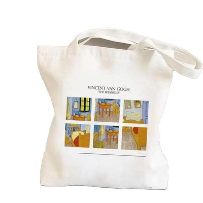 Cartoon Pattern Reusable Canvas Cotton Shopping Tote Bag com Logotipo Personalizado Eco Friendly