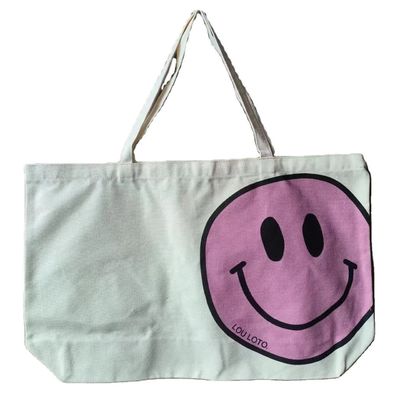 Saco de toque de lona de compras de grande capacidade com cor personalizada e logotipo impresso