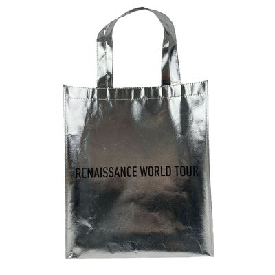 Saco de compras eco-friendly Laminado de ouro Metallic Silver Saco não tecido com logotipo personalizado