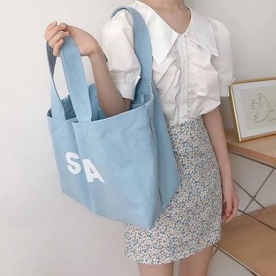 Vida escolar diária Reutilizavel Saco de compras orgânico Saco de algodão de lona com logotipo personalizado