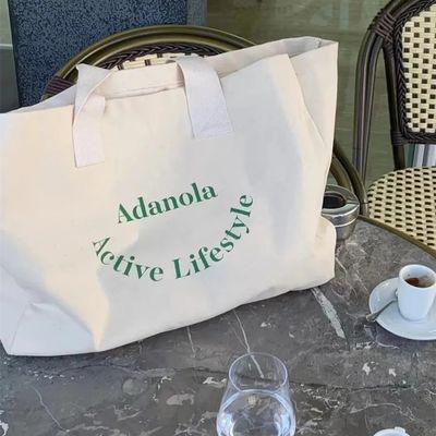 Logotipo personalizado Grande Mulheres Festa de fim de semana algodão tela praia presente de compras saco Tote