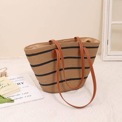 Saco de praia de palha Raffia feito à mão para Unisex Summer Bucket Tote Style Basket