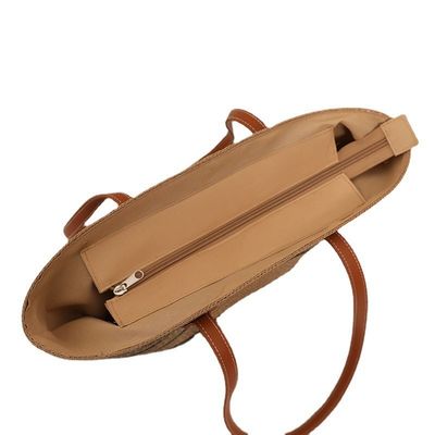 Saco de praia de palha Raffia feito à mão para Unisex Summer Bucket Tote Style Basket
