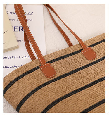 Saco de praia de palha Raffia feito à mão para Unisex Summer Bucket Tote Style Basket