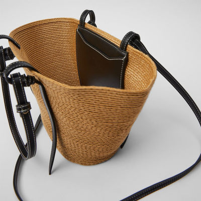 Saco de praia de palha de grande capacidade de exterior Vintage Saco de ombro tecido à mão Sacos Raffia Rattan