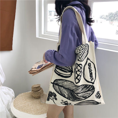 Estilo Impressão de folhas Saco de tela espessa Grande capacidade Mercadorias Com Logotipo Personalizado
