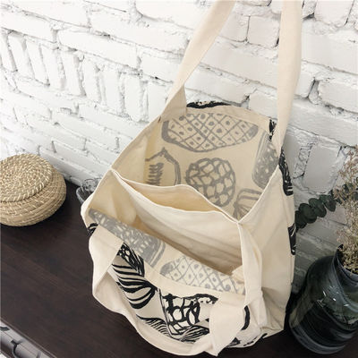 Estilo Impressão de folhas Saco de tela espessa Grande capacidade Mercadorias Com Logotipo Personalizado