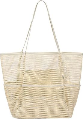 Saco de praia de malha reutilizável de grande capacidade customizado Saco de ombro para viagens ao ar livre das mulheres