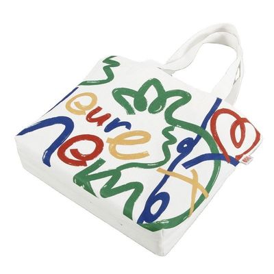 Bolsa de compras de algodão de tela de seda impressa personalizada com logotipo e padrão de letras