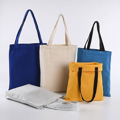 Saco de compras de lona de algodão reutilizável de tamanho médio personalizado e personalizado para compras