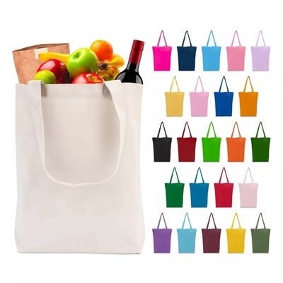 Saco de compras de lona de algodão reutilizável de tamanho médio personalizado e personalizado para compras
