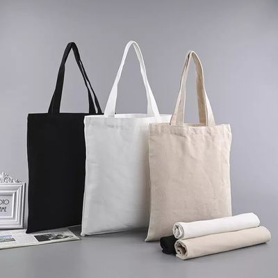 Saco de compras de lona de algodão reutilizável de tamanho médio personalizado e personalizado para compras