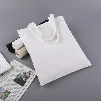 Saco de compras de lona de algodão reutilizável de tamanho médio personalizado e personalizado para compras