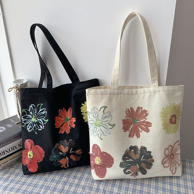 Saco de toque de lona personalizado com impressão de flores