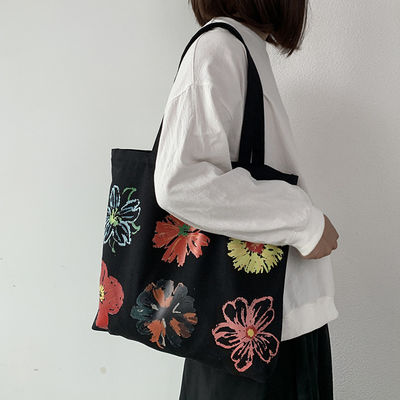 Saco de toque de lona personalizado com impressão de flores