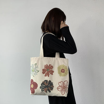 Saco de toque de lona personalizado com impressão de flores