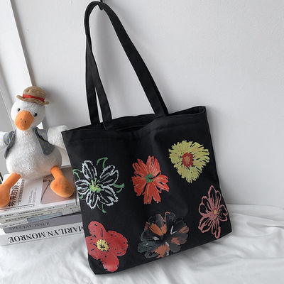 Saco de toque de lona personalizado com impressão de flores