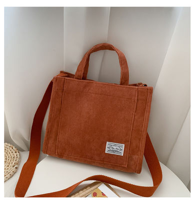 Fashion Crossbody Corduroy Tote Bag Com Faixa Ajustável Com Logotipo Personalizado