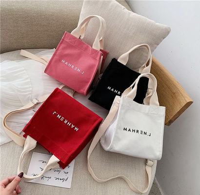 Cor personalizada Mulher pequena de algodão de lona de compras Tote Bag com logotipo impresso personalizado