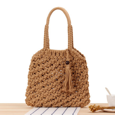 Tassel Fashion Mulheres Bolsa de ombro com Tote tecido de palha e design de logotipo personalizado