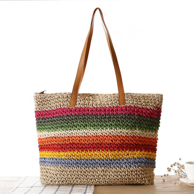 Materiais principais Palha 2022 Moda Mulheres Beach Tote Saco à beira-mar com cor personalizada