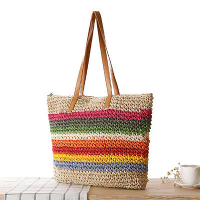 Materiais principais Palha 2022 Moda Mulheres Beach Tote Saco à beira-mar com cor personalizada