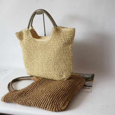 Material de revestimento de poliéster de madeira feminina de palha Saco de ombro para praia de verão Saco grande