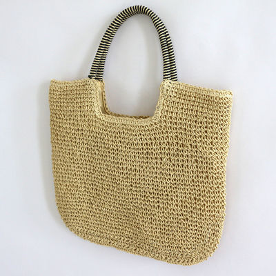 Material de revestimento de poliéster de madeira feminina de palha Saco de ombro para praia de verão Saco grande
