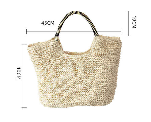 Material de revestimento de poliéster de madeira feminina de palha Saco de ombro para praia de verão Saco grande