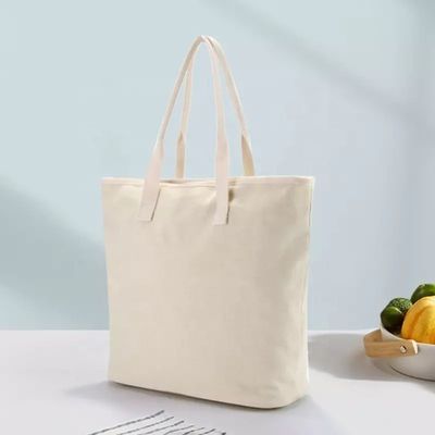 White Beach Shopping Tote Bags com alça de algodão e logotipo impresso sob medida