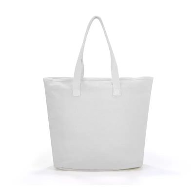 White Beach Shopping Tote Bags com alça de algodão e logotipo impresso sob medida