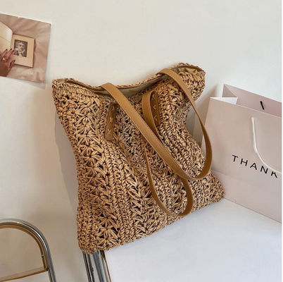 Bolsa de moda de verão de 2022 Bolsa de praia de palha Bolsa de toque com logotipo personalizado