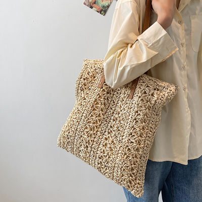 Bolsa de moda de verão de 2022 Bolsa de praia de palha Bolsa de toque com logotipo personalizado