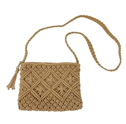 Outro padrão Tipo de algodão feito à mão corda palha mulheres bolsas de mão Vintage Tassels bolsas de praia