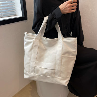Logotipo personalizado Cor Eco algodão de lona Tote Bolsa de ombro para design de moda