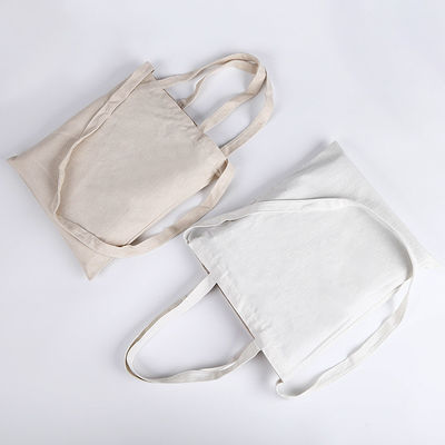 Bolsa de compras reutilizável de algodão de tela branca de cor simples para a vida escolar