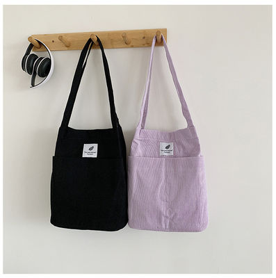Trendy Large Custom Logo Letter Print Bag Tote de algodão Saco de lona de cor sólida