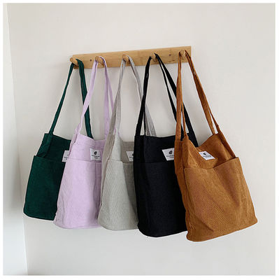 Trendy Large Custom Logo Letter Print Bag Tote de algodão Saco de lona de cor sólida