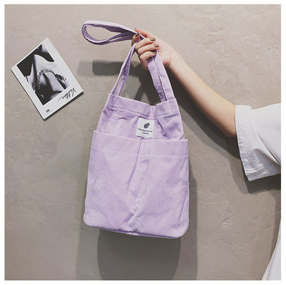Trendy Large Custom Logo Letter Print Bag Tote de algodão Saco de lona de cor sólida