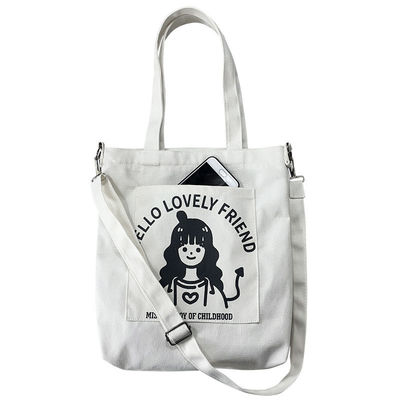 Saco de ombro de vida escolar diária para mulheres Eco-friendly Canvas Tote Logo Personalizado Logo