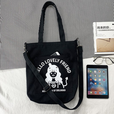 Saco de ombro de lona personalizado com faixa longa ajustável para atividades diárias da vida escolar
