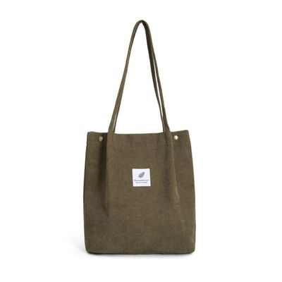 Saco de toque de corduroy para trabalho almoço na praia e viagens