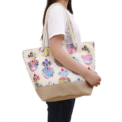Saco de praia Mulheres Tote Casual Feminino Moda Impressão de Flores Verão Grande Capacidade