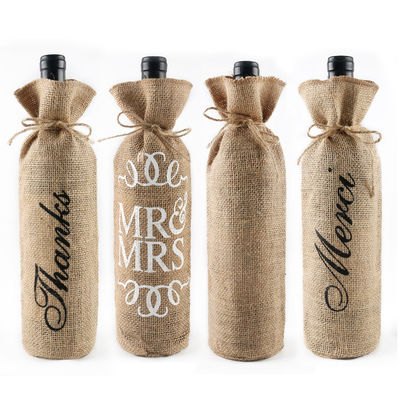 Botas de vinho de Jute cobertas com cordas Reutilizáveis bolsas de presente de vinho em cores personalizadas